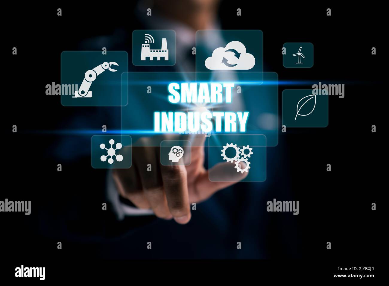 Fertigungstechnologie Konzept für intelligente Industrie 4,0 Innovationsautomatisierung. Stockfoto