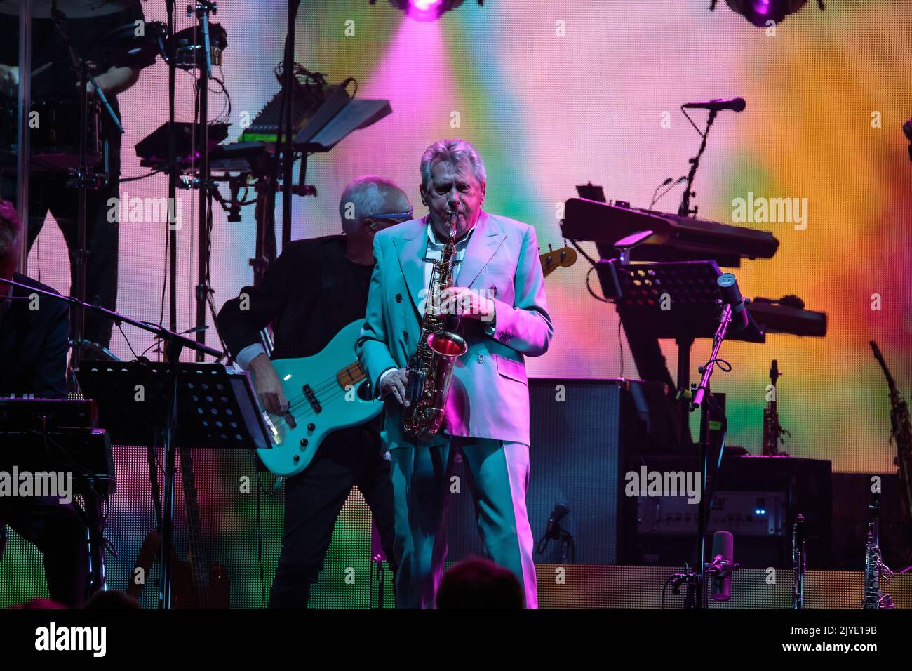 Toronto, Kanada. 07. September 2022. Andy Mackay, Roxy Music-Hornist, tritt während der 50.-jährigen Tourauftakt-Show in Toronto auf.Quelle: Bobby Singh/Alamy Live News Stockfoto