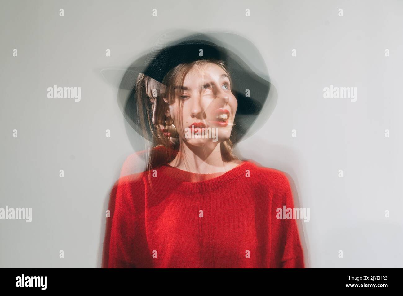 Defokussed weibliche Porträt Persönlichkeitsstörung Stockfoto