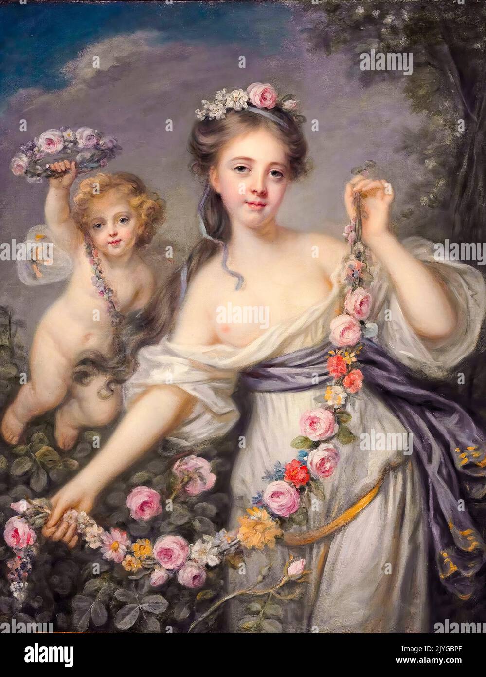 Flora und Zehyr, Ölgemälde auf Leinwand von Jean Baptiste Greuze, vor 1805 Stockfoto