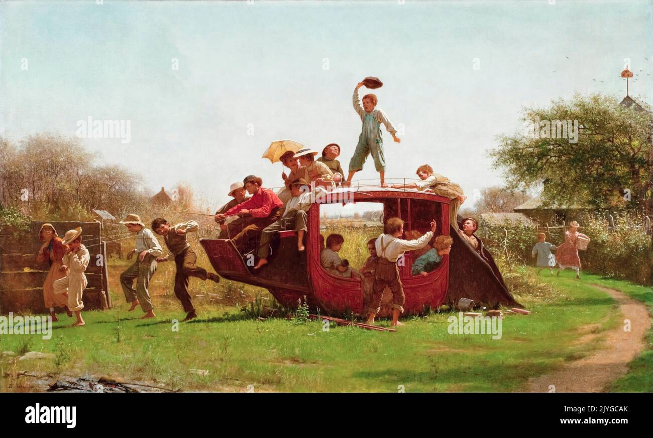 Die alte Stagecoach, Ölgemälde auf Leinwand von Eastman Johnson, 1871 Stockfoto
