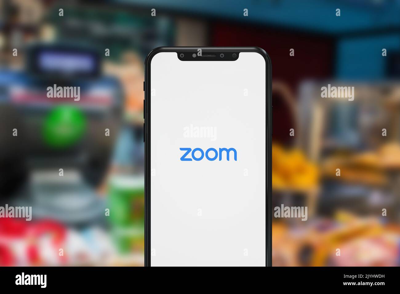 New York, USA - 1. September 2022: Zoom-App auf dem Telefonbildschirm, illustrative redaktionelle Verwendung Stockfoto