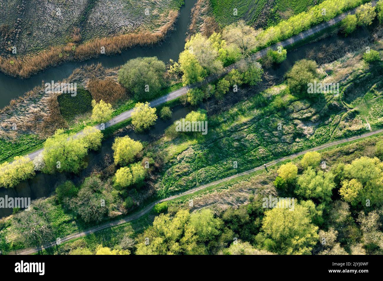 Naturschutzgebiet Bourgoyen-Ossemeersen, Luftaufnahme, Belgien, Ostflandern Stockfoto