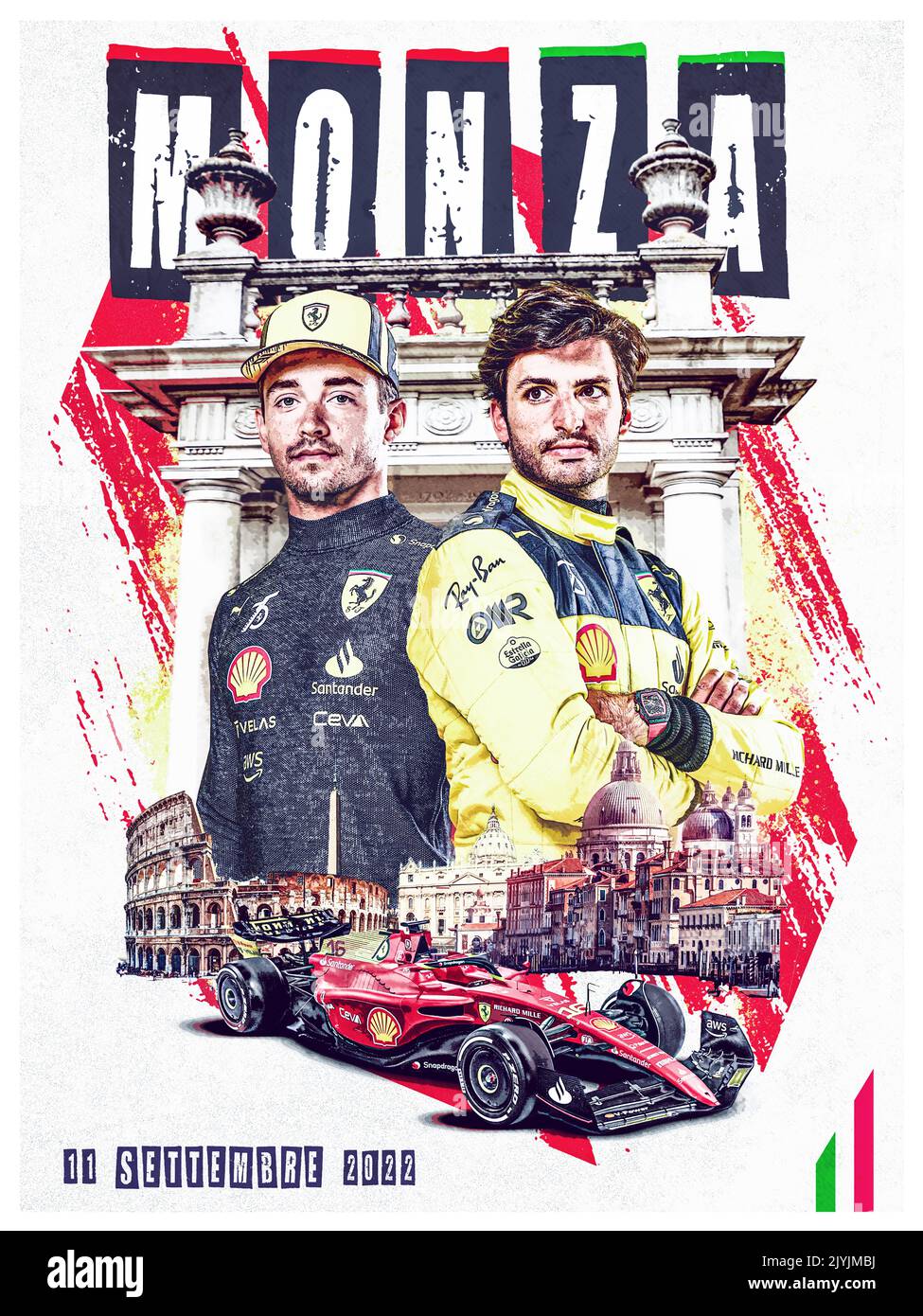 Italienisch F1 Grand Prix 2022 Race Poster Ferrari Edition Stockfoto