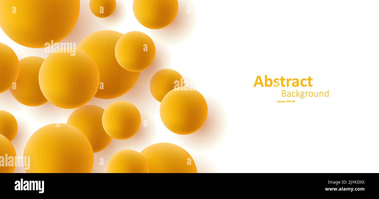 Abstrakter Hintergrund mit 3D gelben Kugeln auf weißem Hintergrund Stock Vektor