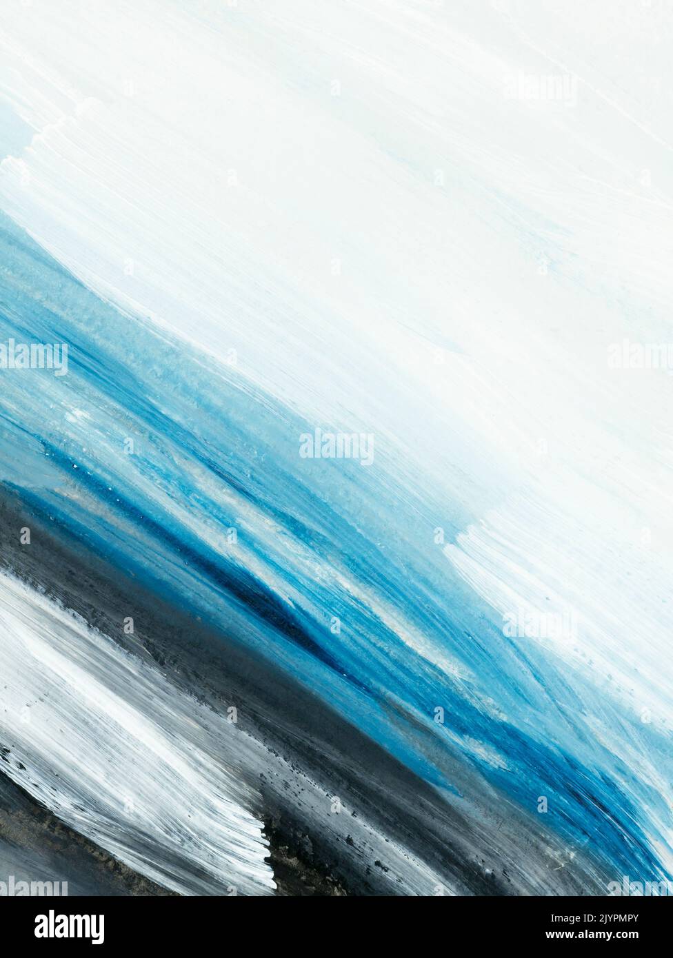 Abstrakte Ozeanlandschaft. Originalgemälde. Handgezeichnet, Impressionismus-Stil, blaue Farbtextur mit Kopierraum, Pinselstriche von Farbe, Kunst-Backgroun Stockfoto