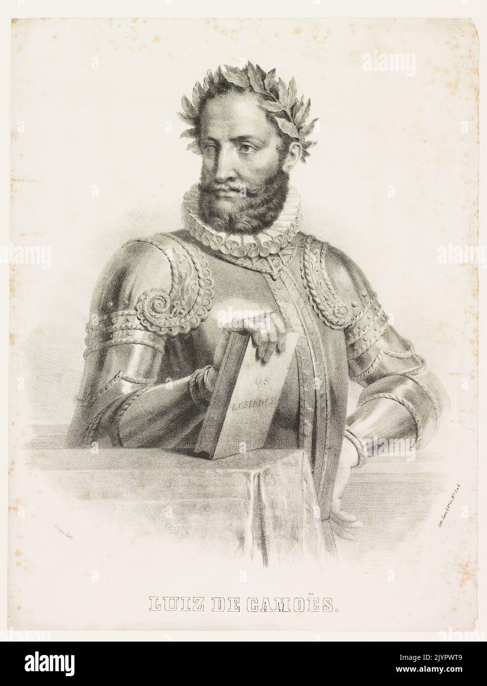 Luis de Camoes war ein portugiesischer Dichter und Autor, der vor allem für sein episches Gedicht OS Lusíadas bekannt ist, das die Reisen von Vasco da Gama und die Geschichte des portugiesischen maritimen Reiches beschreibt. Camoes wird oft als Portugals Nationaldichter angesehen, und seine Werke hatten einen tiefen Einfluss auf die portugiesische Literatur. Stockfoto