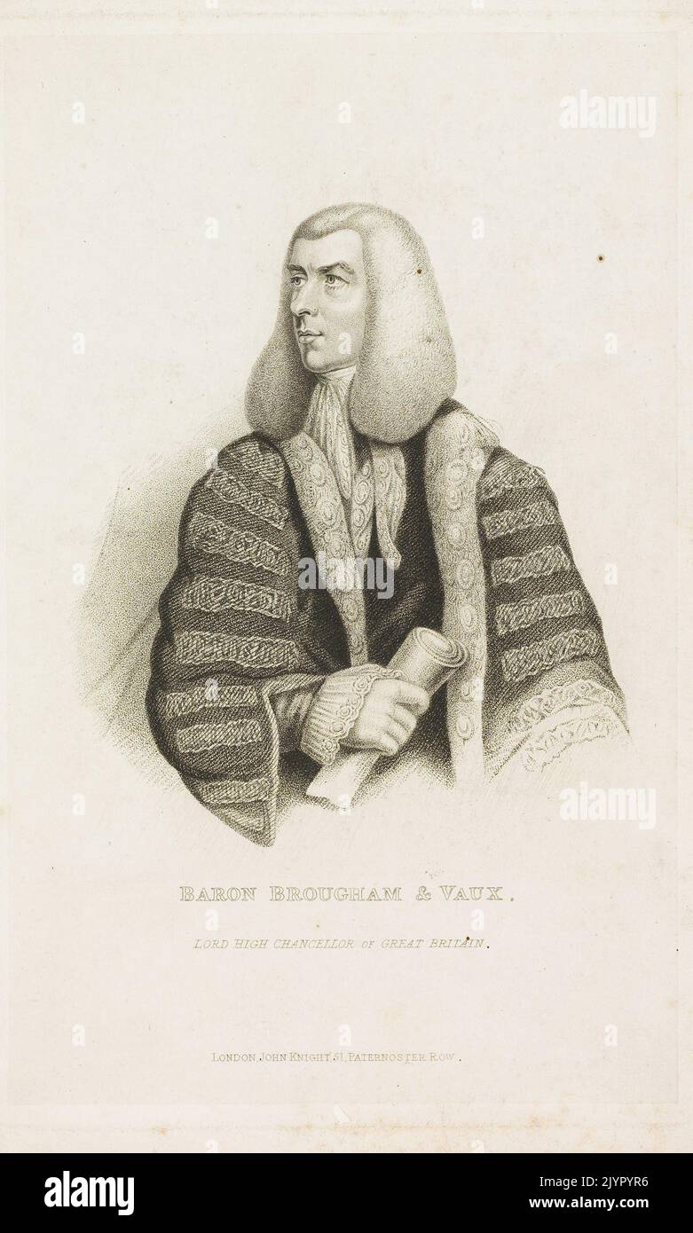 Baron Brougham & Vaux war ein britischer Staatsmann und Anwalt, der für seine politische Arbeit bekannt war, einschließlich bedeutender Reformen des Rechtssystems im 19. Jahrhundert. Stockfoto