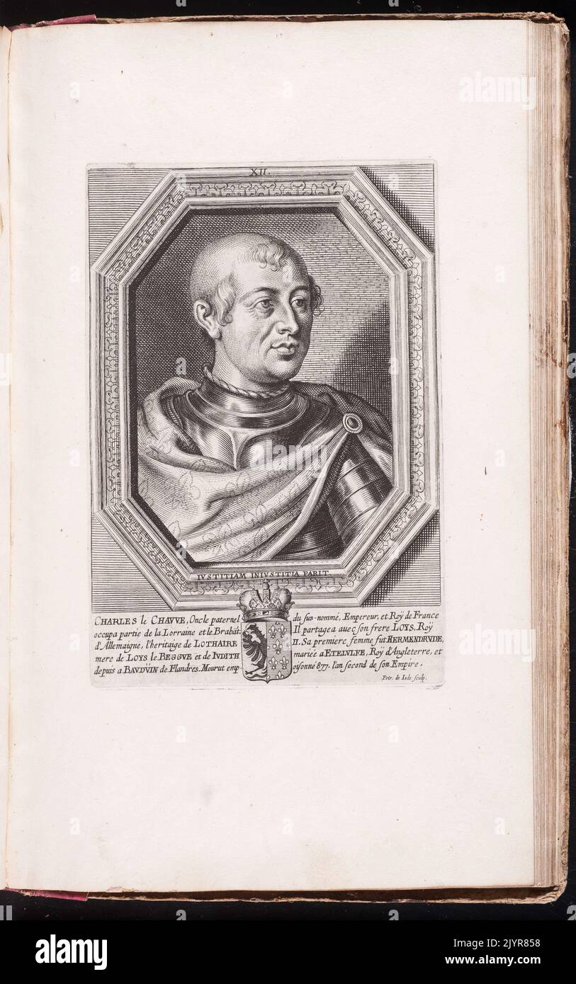Charles Le Chauve, auch bekannt als Karl der kahle, war ein König von Westfrancia aus dem 9. Jahrhundert. Er spielte eine wichtige Rolle im Karolingerreich und war an verschiedenen territorialen Auseinandersetzungen und politischen Bündnissen beteiligt. Stockfoto