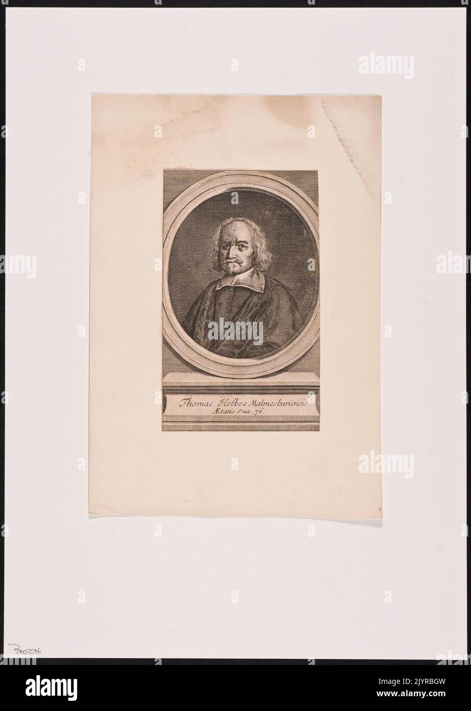 Thomas Hobbes war ein englischer Philosoph, der vor allem für seine Arbeit über politische Theorie bekannt war, insbesondere für sein Buch *Leviathan*. Hobbes argumentierte für die Notwendigkeit einer starken zentralen Autorität, um Chaos zu vermeiden und Ordnung aufrechtzuerhalten, und beeinflusste das moderne politische Denken erheblich. Stockfoto