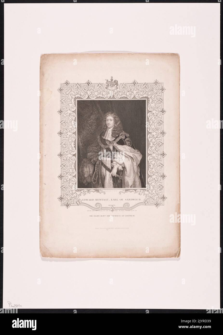 Edward Montagu war ein englischer Admiral und Politiker, der während des englischen Bürgerkriegs eine Schlüsselrolle spielte. Er war ein Unterstützer des Parlaments und trug maßgeblich zu den Siegen der Marine bei, einschließlich der Schlacht von Naseby. Montagu wurde später zu einer einflussreichen Persönlichkeit in der Zeit der Restauration. Stockfoto
