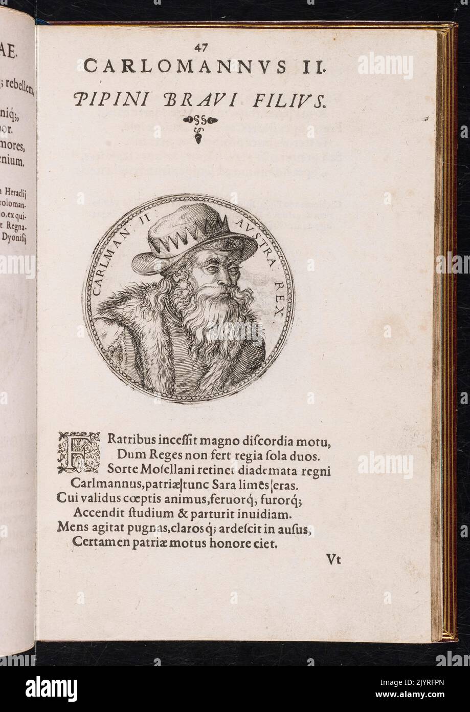 Karlomannus II. War ein historischer Herrscher im frühen Mittelalter, bekannt für seine Führung und Rolle bei der Konsolidierung der Macht im fränkischen Königreich. Stockfoto