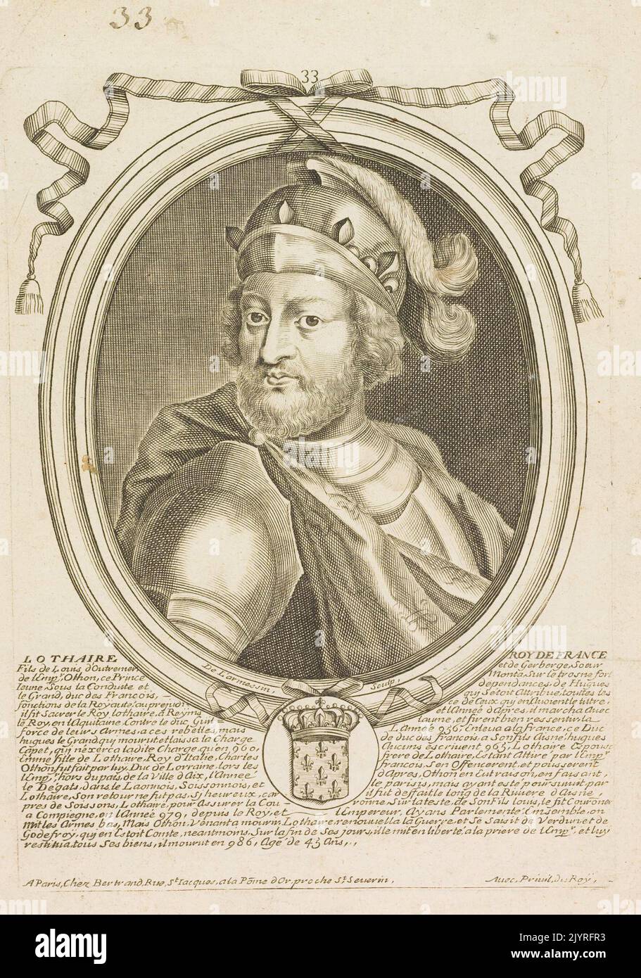 Lothaire war ein König der Franken im 9. Jahrhundert, der vor allem für seine Beteiligung am Karolingischen Reich bekannt war. Er beherrschte einen Teil des Reiches und spielte eine wichtige Rolle in der politischen Dynamik des mittelalterlichen Europas. Seine Herrschaft markierte eine Periode der Zersplitterung im karolingischen Reich. Stockfoto