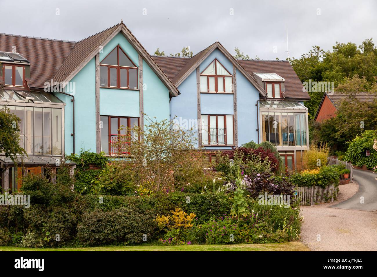 ECO-Häuser im Wintles Bishop's Castle Shropshire England. Stockfoto