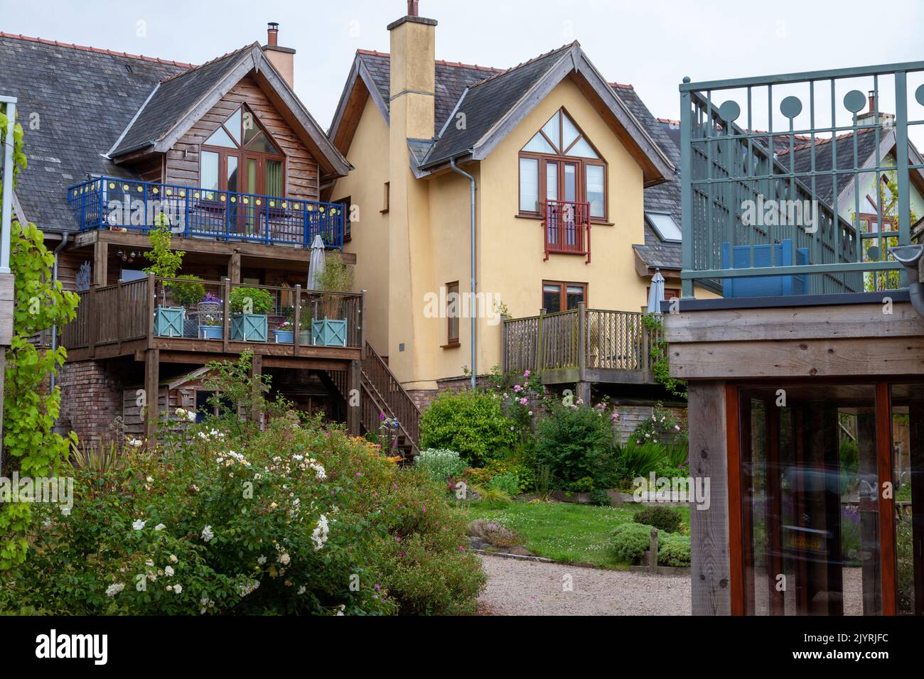 ECO-Häuser im Wintles Bishop's Castle Shropshire England. Stockfoto