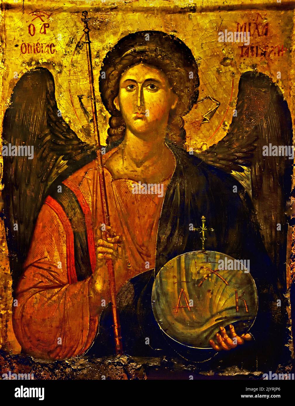 St. Michael, aus einer von der kaiserlichen Familie begünstigten konstaninopolitanischen Werkstatt, 14.. Jahrhundert, byzantinisches und christliches Museum in Athen, byzantinisches und christliches Museum in Athen, Stockfoto