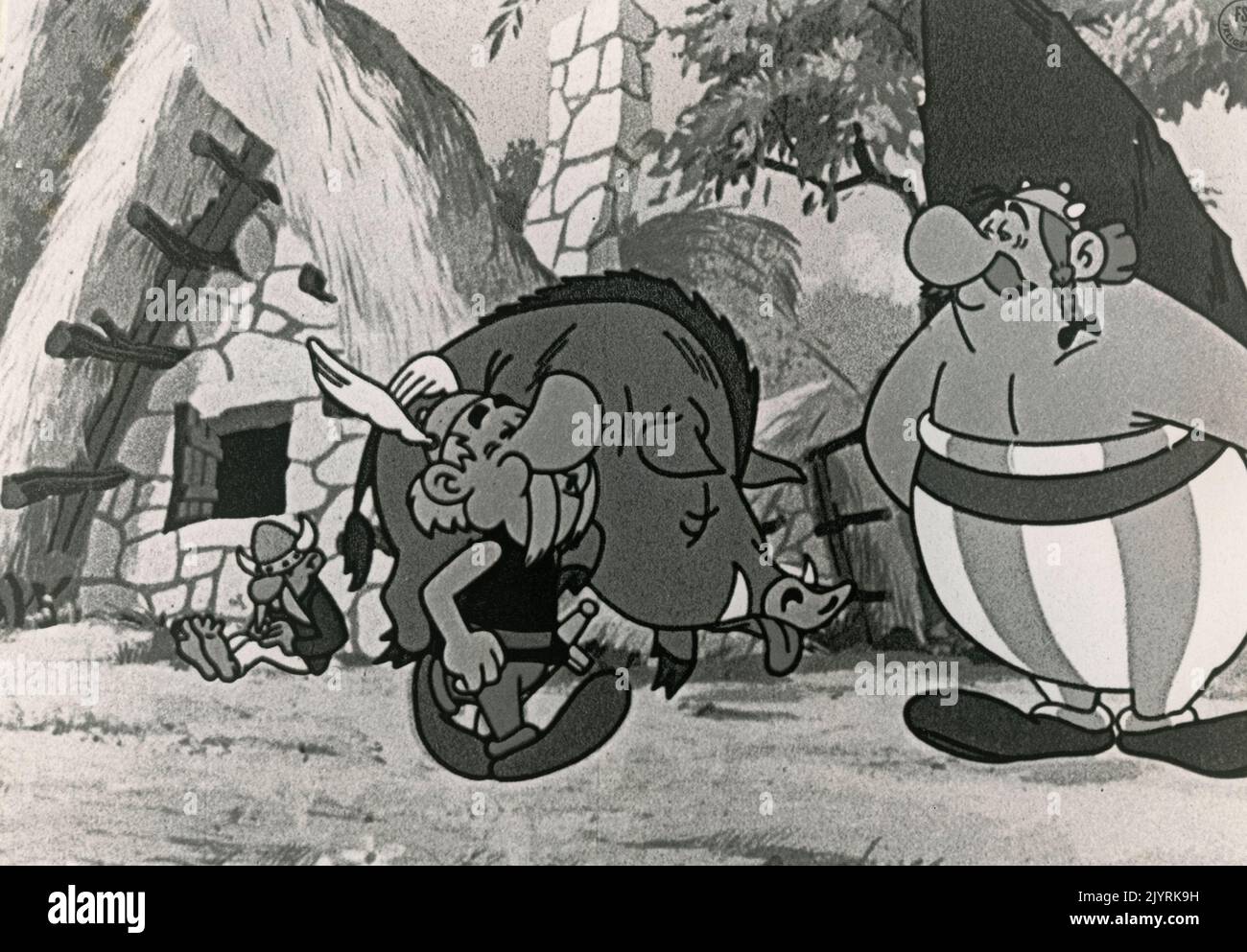 Astérix und Obelix in einer Szene aus dem Animationsfilm Astérix der Gallier, Frankreich 1967 Stockfoto