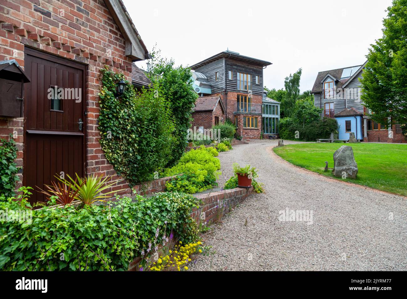 ECO-Häuser im Wintles Bishop's Castle Shropshire England. Stockfoto