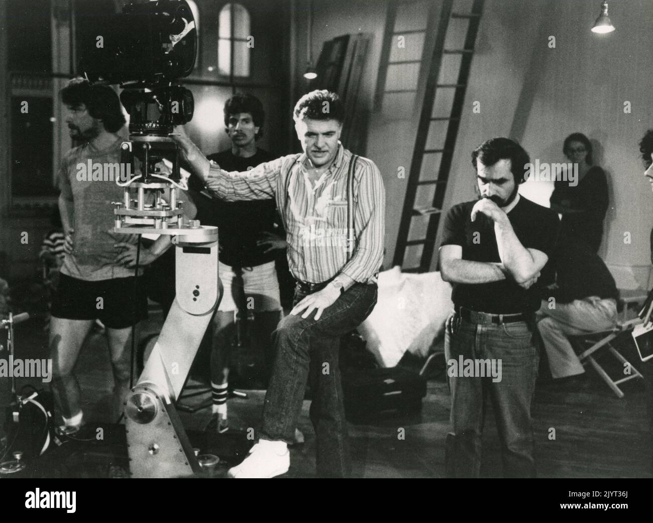 Der deutsche Kameramann Michael Ballhaus und der amerikanische Filmregisseur Martin Scorsese während der Dreharbeiten zum Film After Hours, USA 1985 Stockfoto