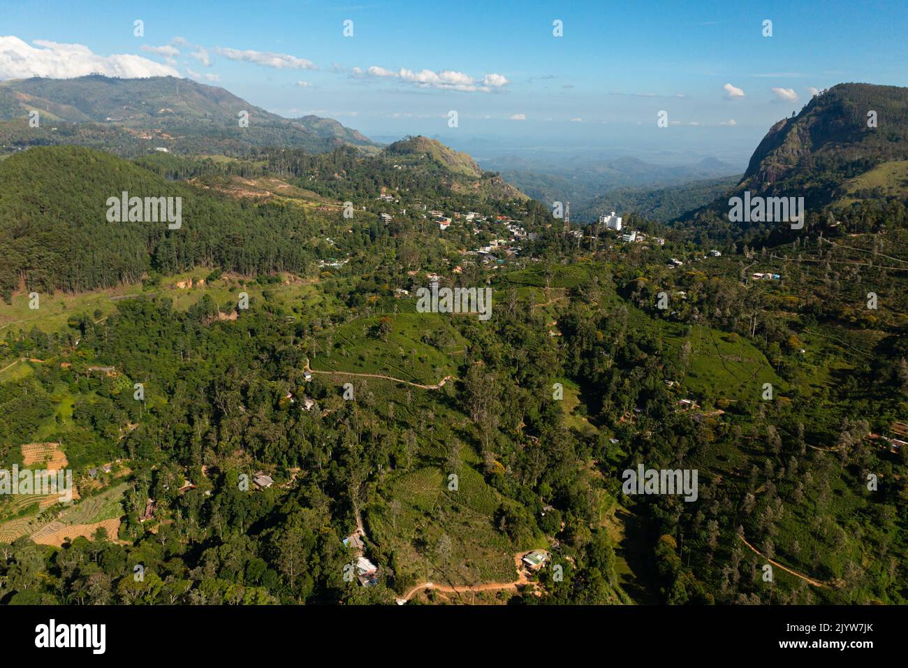 Luftaufnahme von Ella ist eine schöne kleine Stadt am südlichen Rand von Sri Lanka. Stockfoto