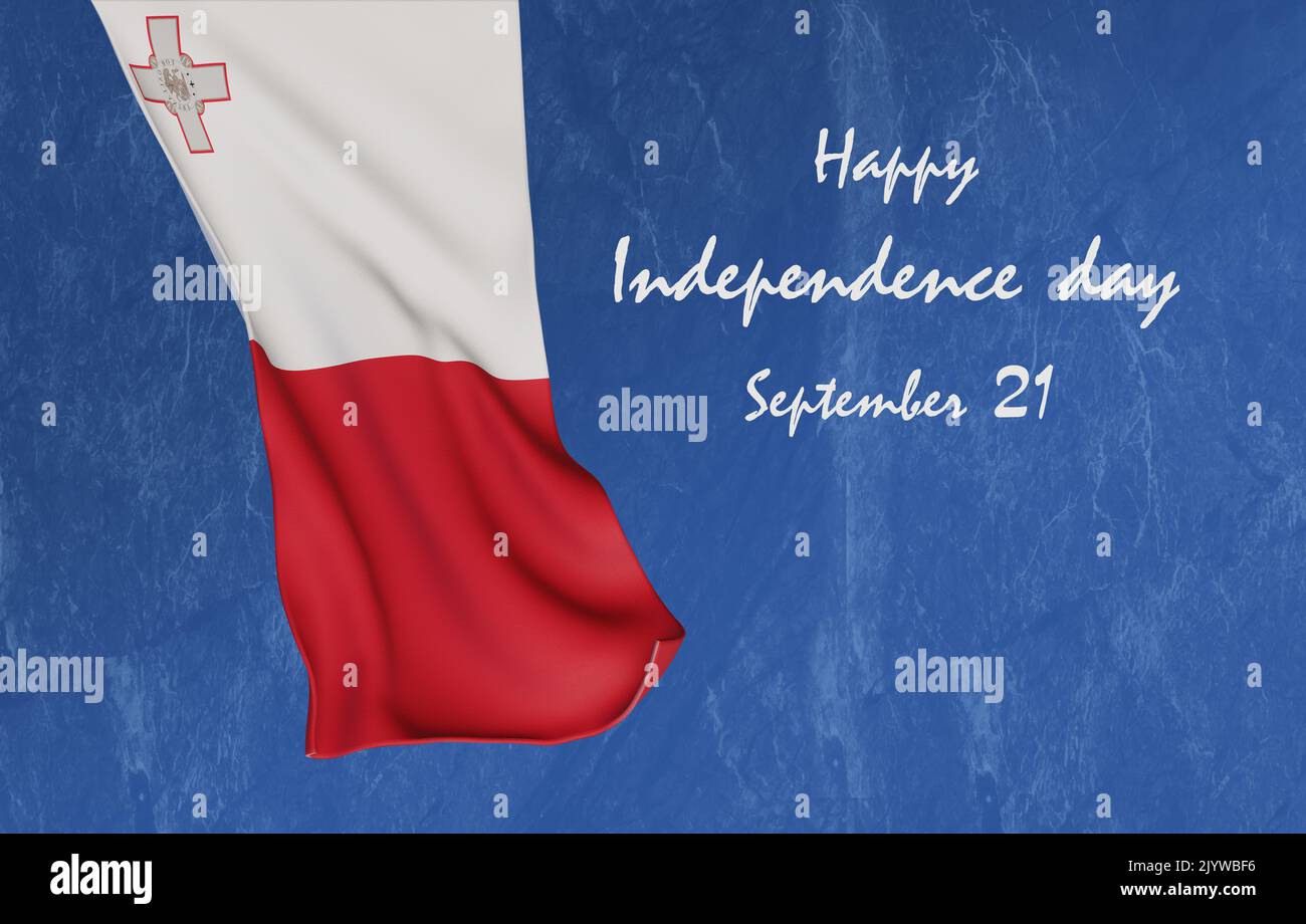 Happy Malta Unabhängigkeitstag, die Volksrepublik Malta, 21. September des Gründungstages, 3D Arbeit und 3D Bild Stockfoto