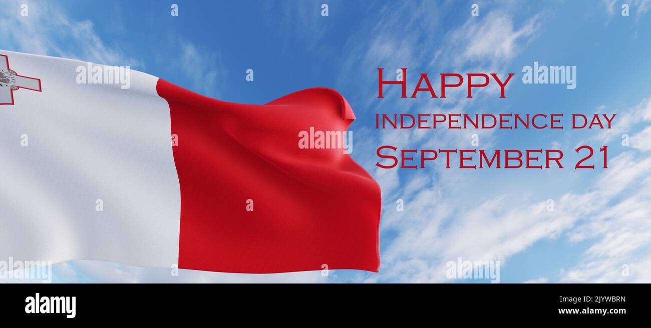 Happy Malta Unabhängigkeitstag, die Volksrepublik Malta, 21. September des Gründungstages, 3D Arbeit und 3D Bild Stockfoto