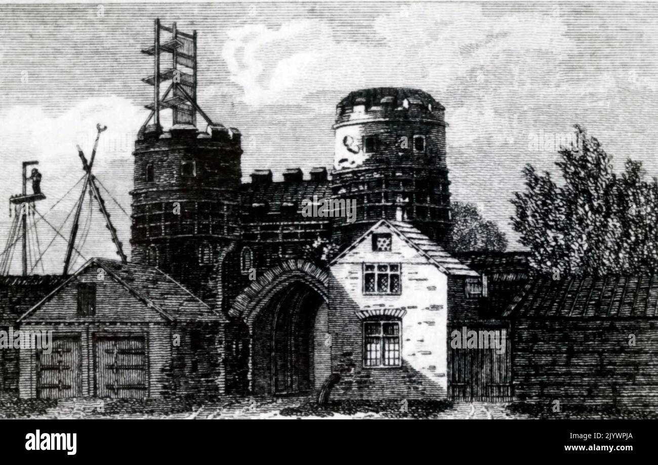Die Abbildung zeigt einen Telegraphenturm, der Murrays Shutter-System verwendet. Lord George Murray (1694-1760) ein schottischer Jacobite General. Datiert aus dem 19.. Jahrhundert Stockfoto