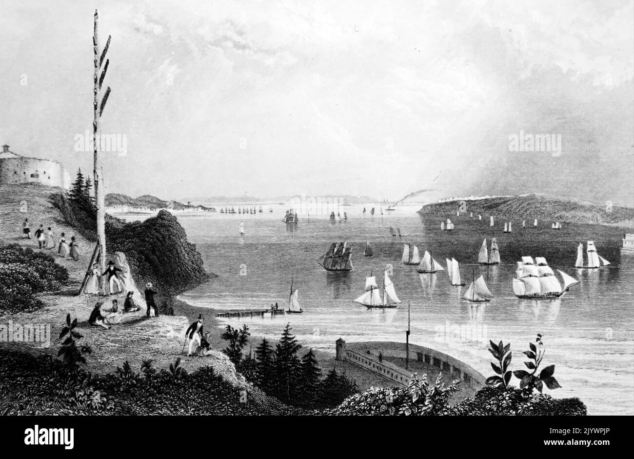 Abbildung einer Semaphore-Station auf Staten Island, New York Bay. Datiert aus dem 19.. Jahrhundert Stockfoto