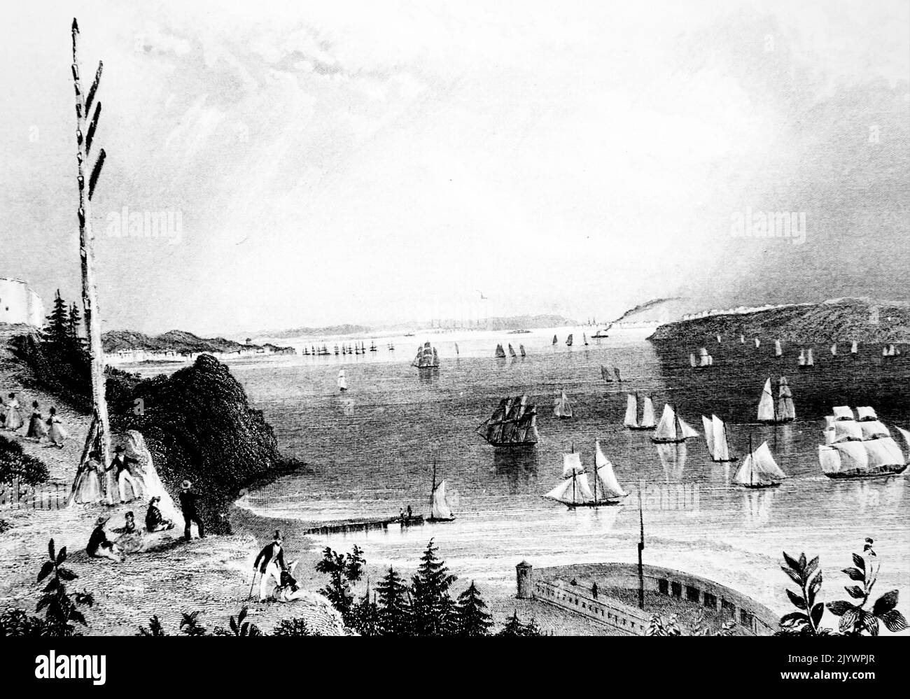 Abbildung einer Semaphore-Station auf Staten Island, New York Bay. Datiert aus dem 19.. Jahrhundert Stockfoto