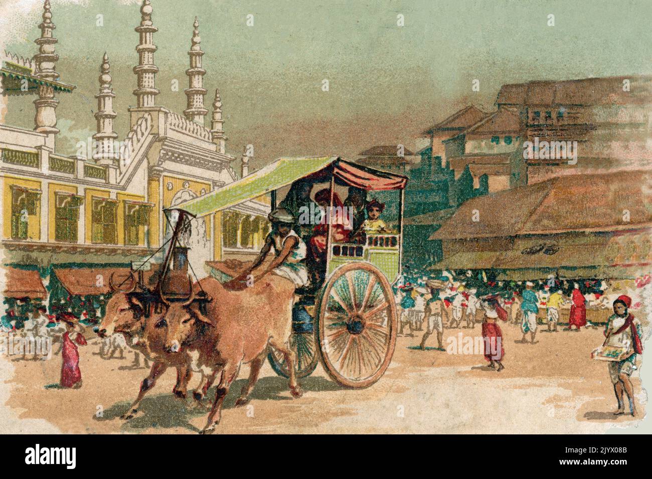 Vintage alte Aquarellmalerei von Jama Masjid Mumbai Maharashtra INDIEN Stockfoto