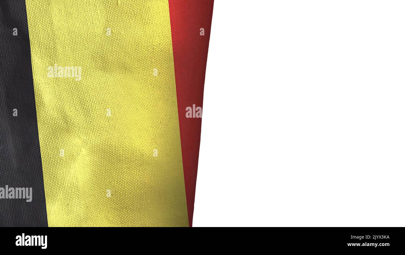 Belgien Flagge isoliert auf weiß mit Copyspace Stockfoto