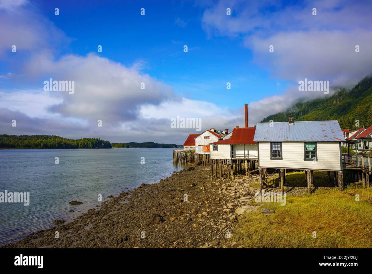 Die North Pacific Cannery National Historic Site, in der Nähe von Port Edward, BC Stockfoto
