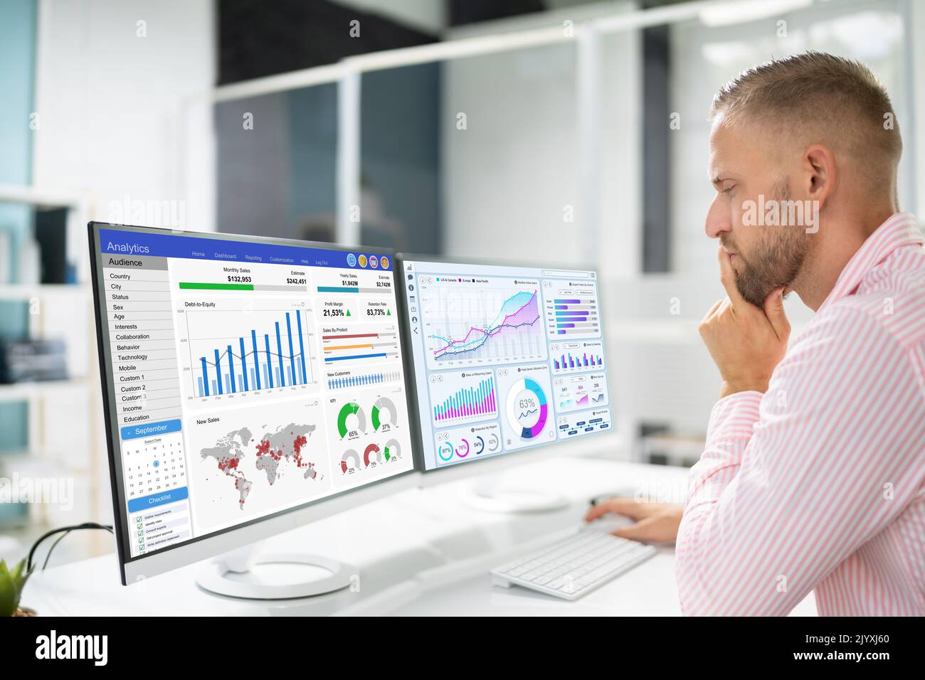 Dashboard für Business Data Analytics und KPI-Leistung Stockfoto