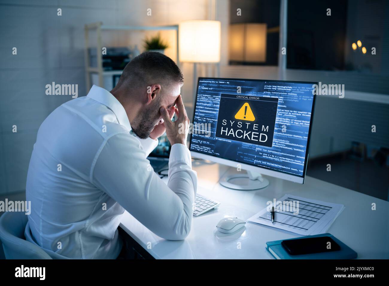 Ransomware Malware Angriff Und Verletzung. Business-Computer Gehackt Stockfoto