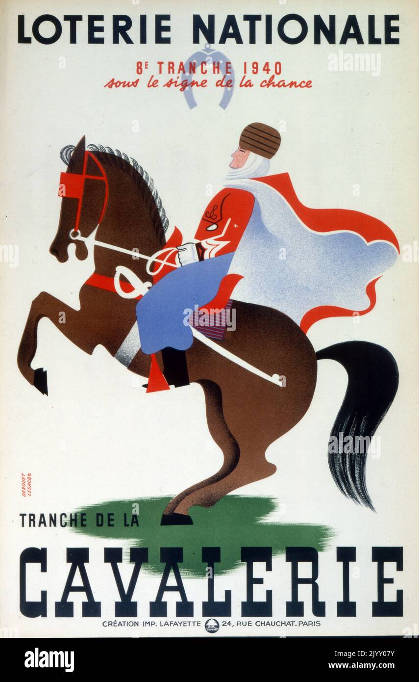 Französisches 'National Lottery' Poster 1940. Während des Zweiten Weltkriegs und der Besetzung Frankreichs. Stockfoto
