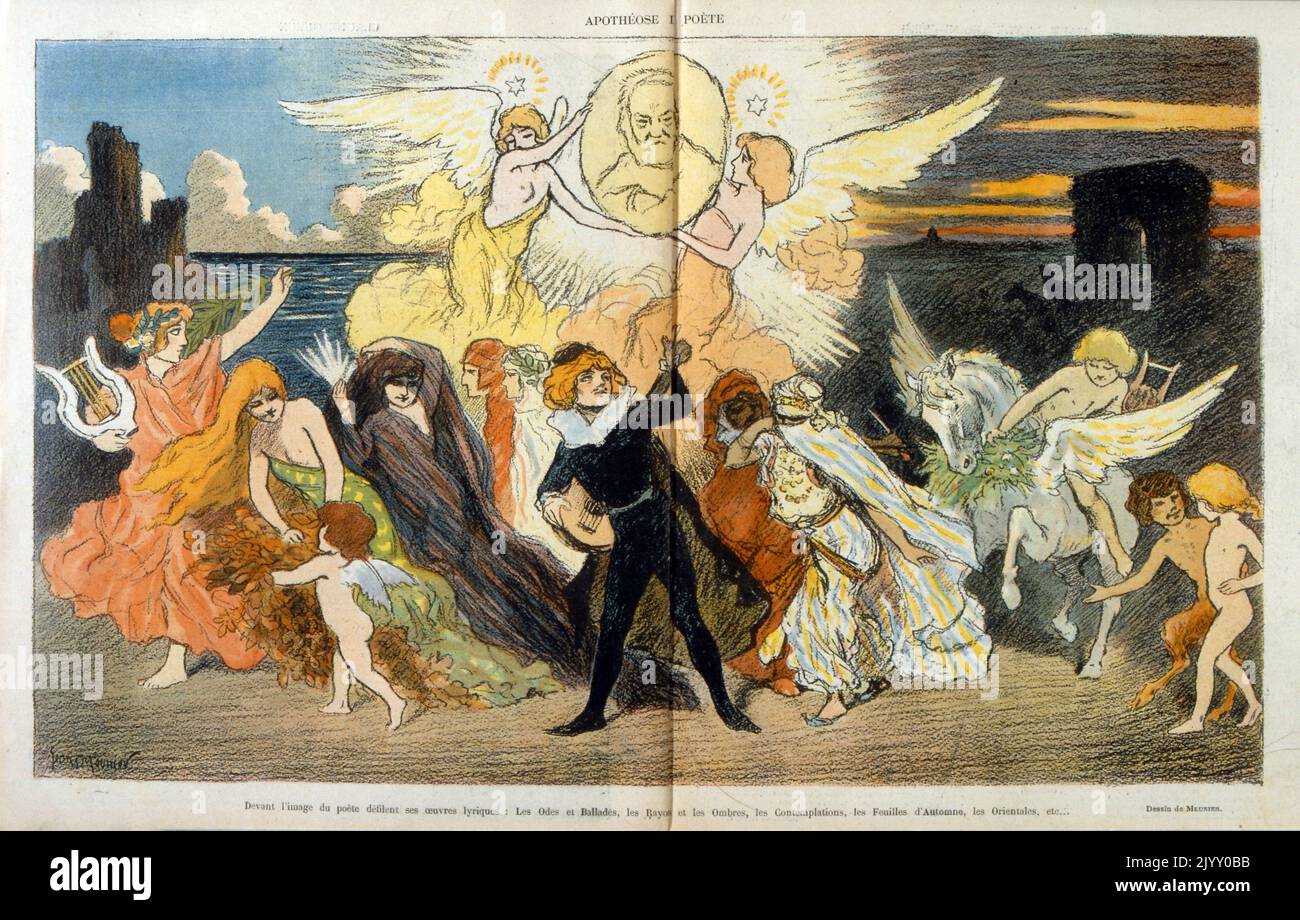Karikatur Illustration der Apotheose der Poesie. „Le Rire“-Magazin 1902. Stockfoto