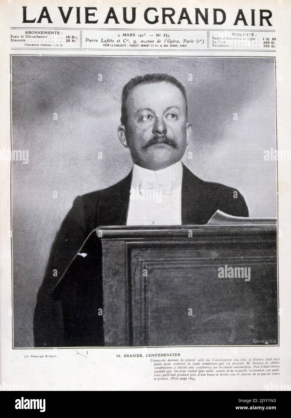Charles-Henri Brasier (1864 - 1941), französischer Industrialist, Mitbegründer des Automobilkonzerns Richard-Brasier im Jahr 1897 Stockfoto