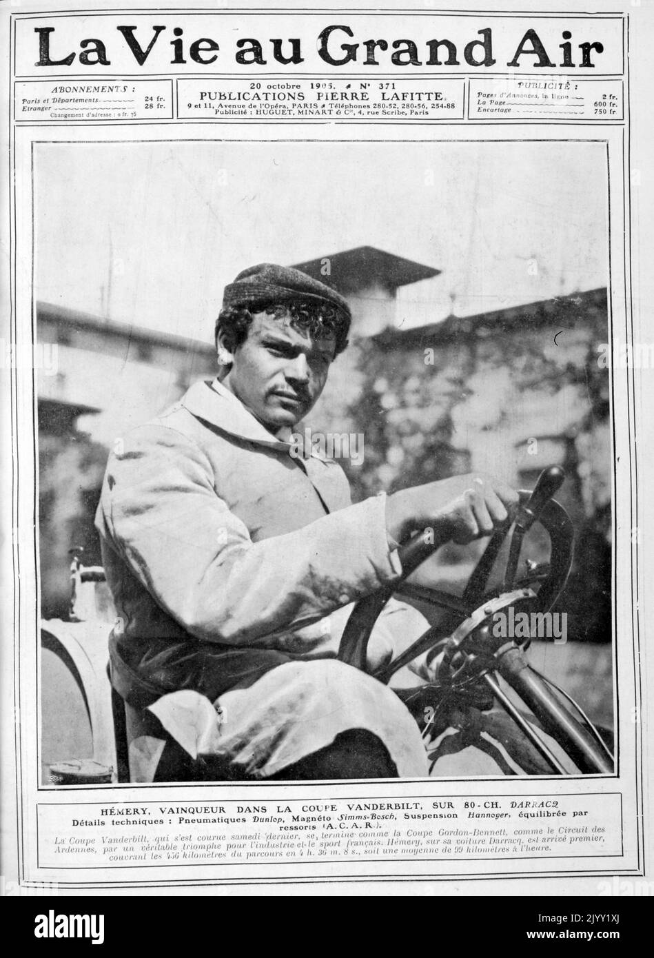 Victor Hemery. Gewinner des Vanderbilt Cup Race 1905. Victor Hemery (1876 - 1950) war ein französischer Rennfahrer-Champion der frühen Grand-Prix-Ära. Stockfoto