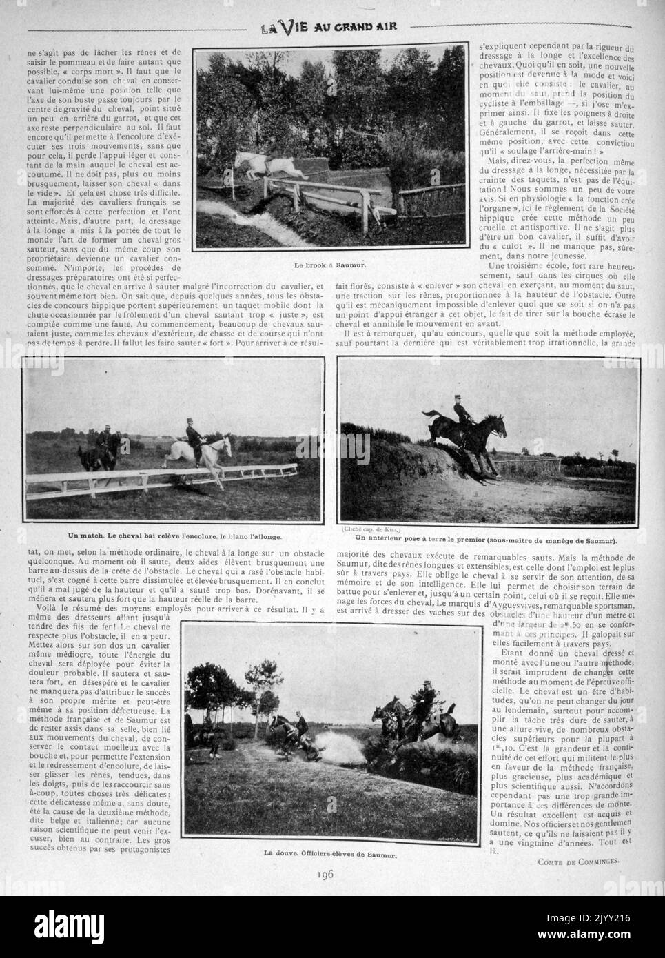 Französische Vintage-Fotografien zeigen die Dressur- und Pferdesport-Praxis der Armee 1902 Stockfoto