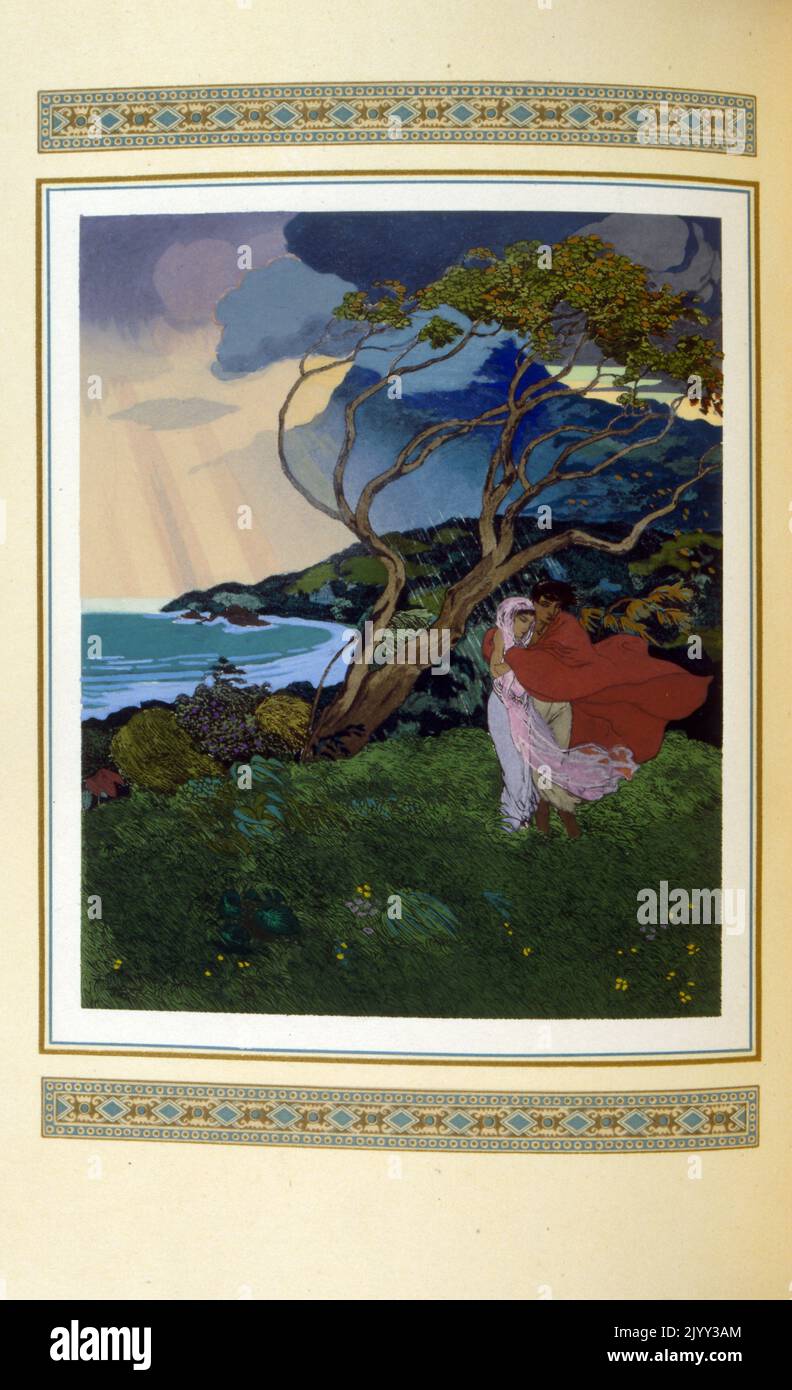 Illustration von Leon Carre für 'Le Chariot de terre cuite' (der