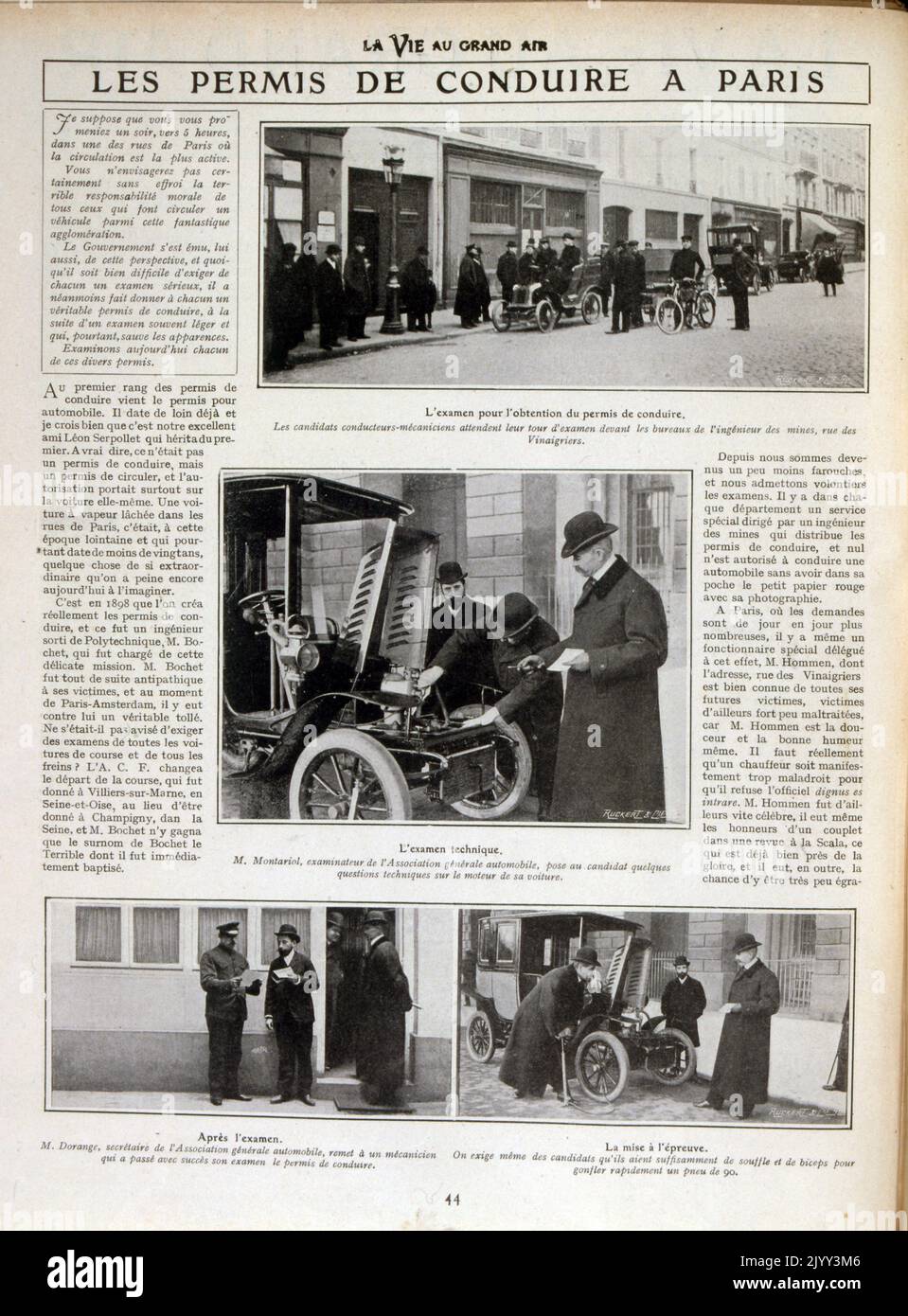 Französische Oldtimer-Fotos einer Autorallye in Paris 1905 Stockfoto