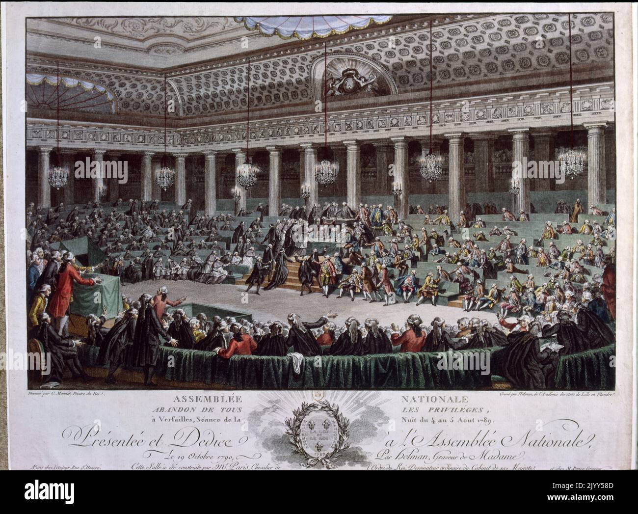 Die französische Nationalversammlung stimmt für die Abschaffung der Privilegien und Feudalrechte des Adels während der französischen Revolution. 4.. August 1789 Stockfoto