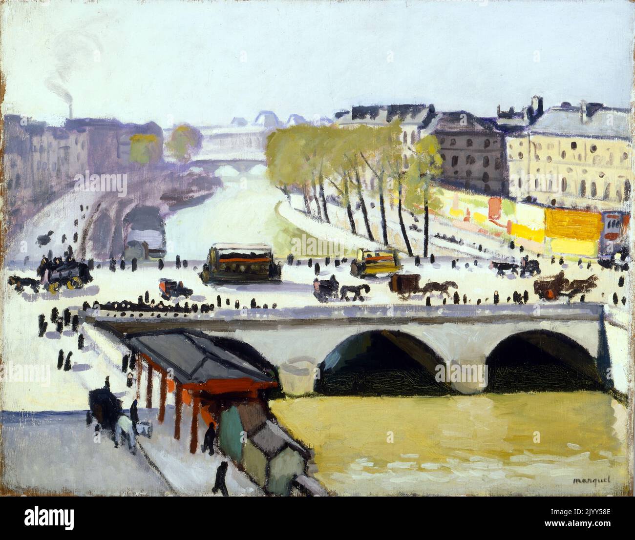 Pont St Michel, Paris, 1926; von Albert Marquet, einem französischen expressionistischen Künstler. Albert Marquet (27. März 1875 - 14. Juni 1947) war ein französischer Maler, der mit der Fauvist-Bewegung in Verbindung stand Stockfoto