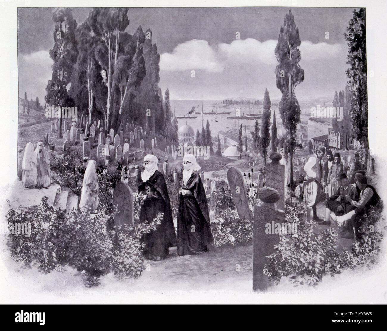 Ausstellung Universelle (Weltausstellung) Paris, 1900; auf dem Friedhof von Konstantinopel ein Foto, das im Botschafterviertel aufgenommen wurde und einen heiligen Raum zeigt. Stockfoto