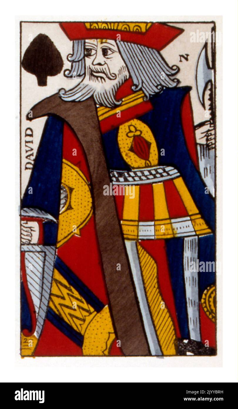 Farbige Abbildung der Spielkarte. Herausgegeben von Hector of Trois, Mitte 17.. Jahrhundert. Stockfoto