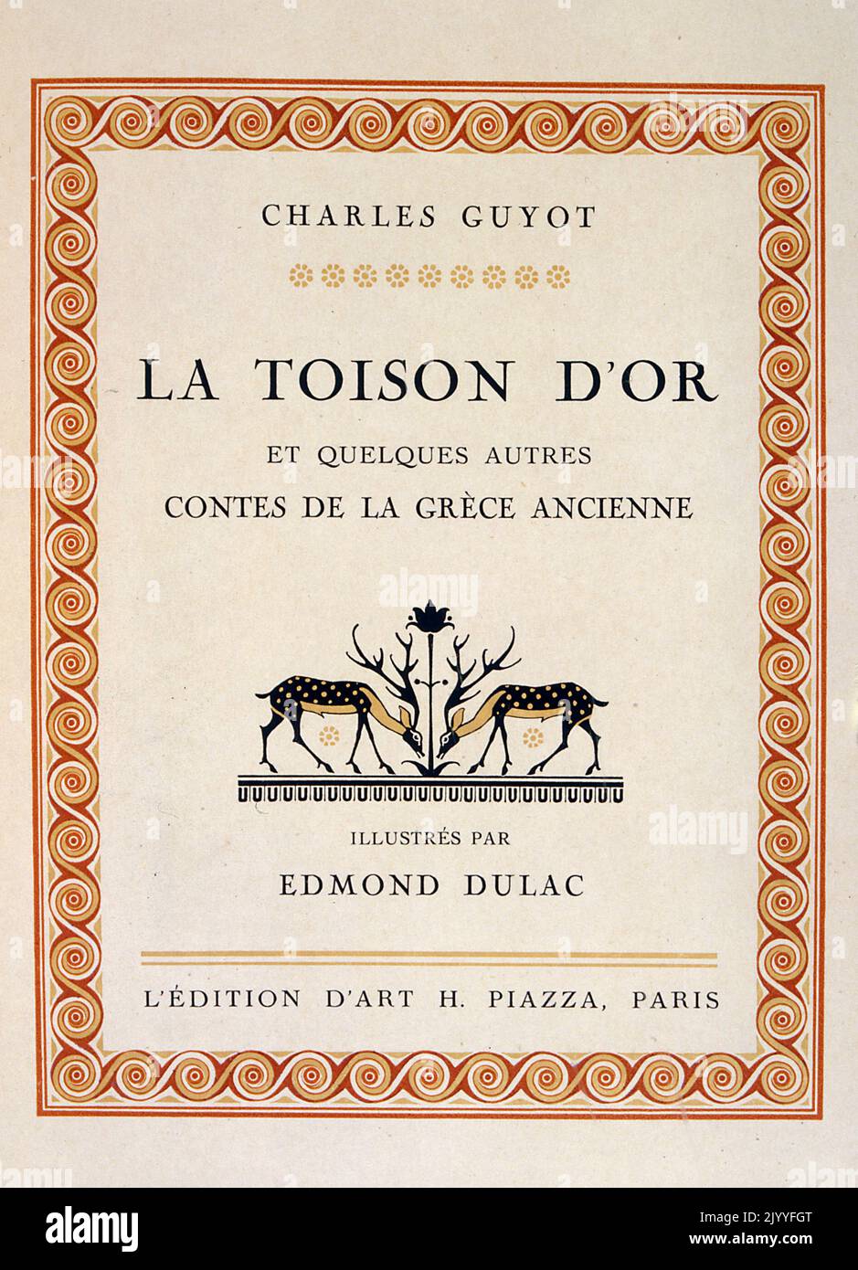 Titelblatt von Charles Guyot und illustriert von Edmund Dulac (1882-1953), einem französischen britischen eingebürgerten Magazin und Buchillustrator, „das Goldene Vlies und andere Geschichten aus dem antiken Griechenland“. Stockfoto