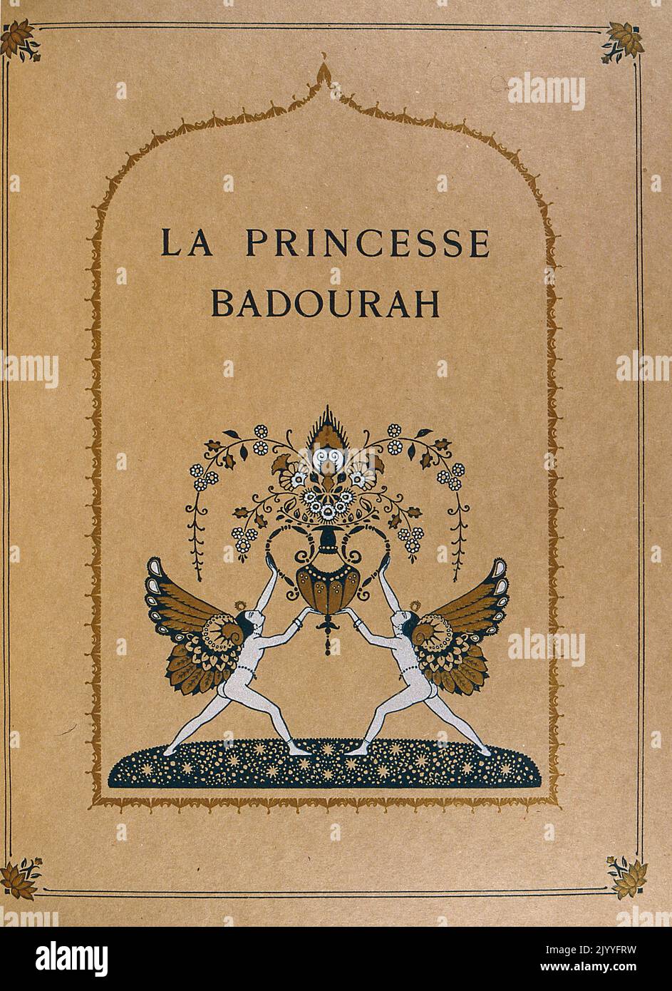 Vorderarm von „Prinzessin Badoura: Eine Geschichte aus den arabischen Nächten“. Illustriert von Edmund Dulac (1882-1953), einem französisch-britischen eingebürgerten Magazin und Buchillustrator. Stockfoto