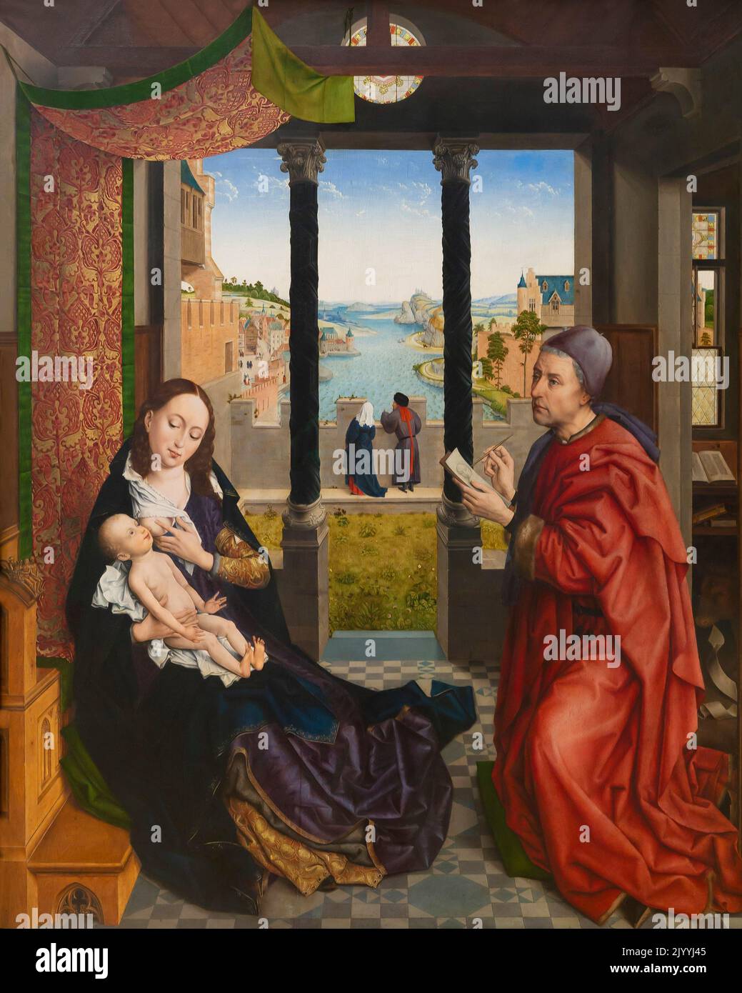 St. Luke Drawing the Virgin Mary, Rogier van der Weyden, um 1484, Alte Pinakothek, München, Deutschland, Europa Stockfoto