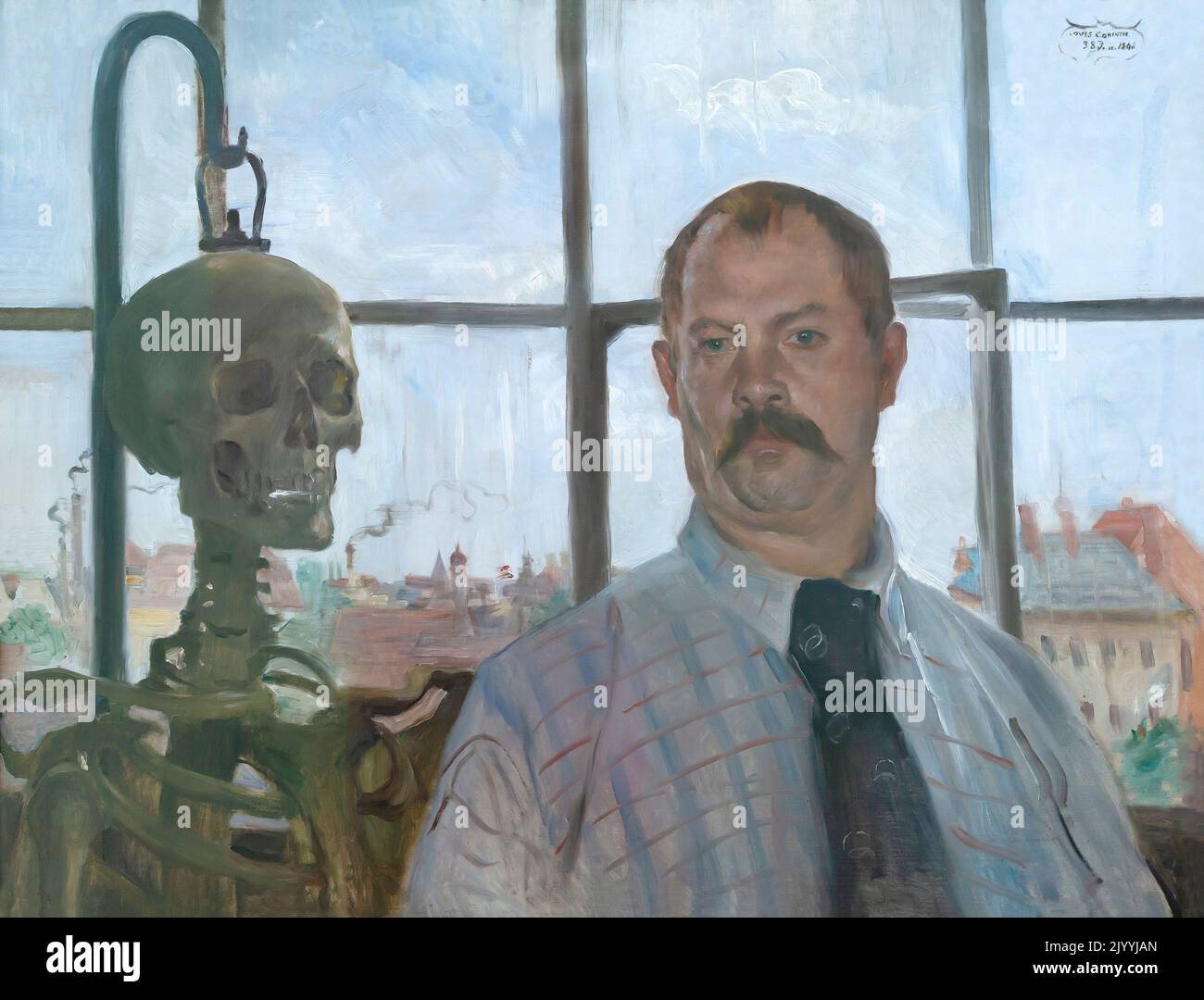 Selbstporträt mit Skelett, Lovis Corinth, 1896, Lenbachhaus, München, Deutschland, Europa Stockfoto