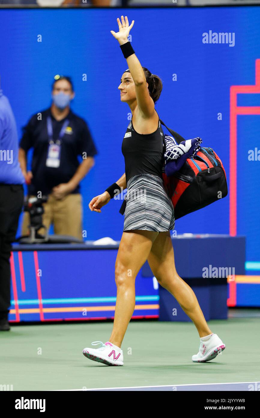 New York, USA, 8., September, 2022. Französische Tennisspielerin Caroline Garcia beim US Open Turnier, Billie Jean King National Tennis Center am Donnerstag, 08. September 2022. © Jürgen Hasenkopf / Alamy Live News Stockfoto